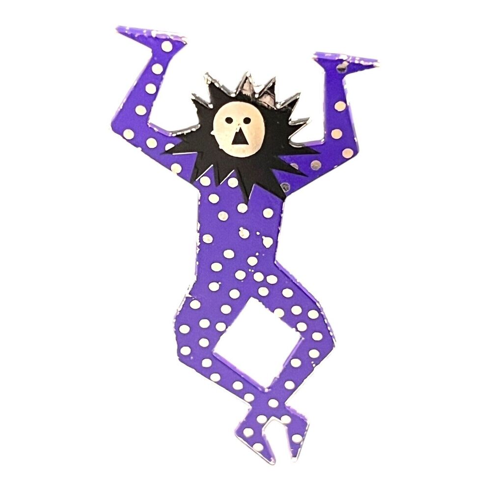Vintage 1990s BAC Figural Brooch Purple Enamel Polka Dot - 11U